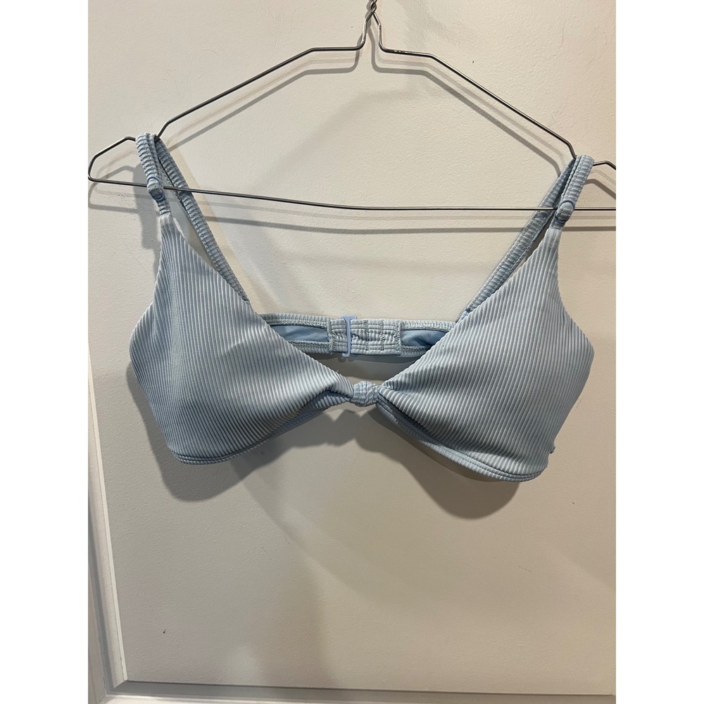 Roxy Womens Bikini Top Ribbed Knit Light Blue Size M